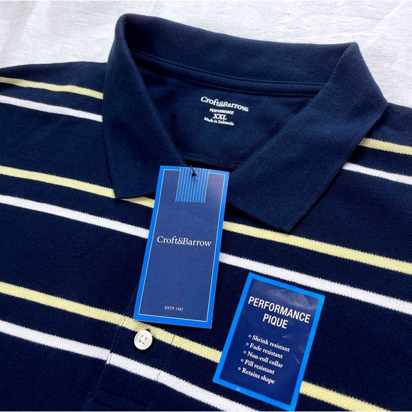 croft & barrow Other - NWT Croft & Barrow Mens XXL Performance Pique Polo Shirt Multicolor Stripe